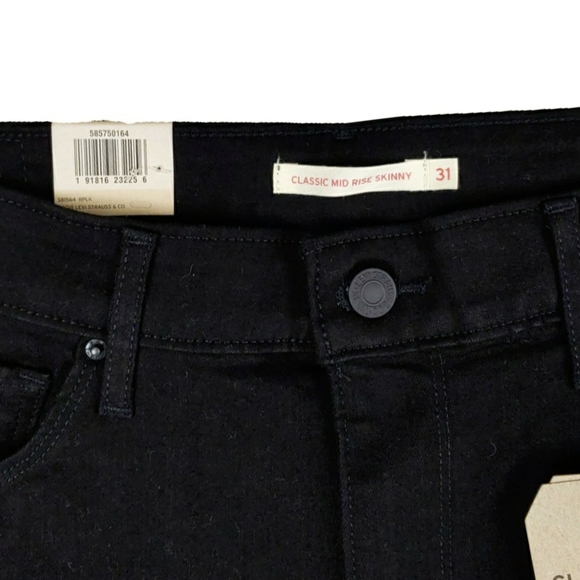 NWT Levis Wm M Black Classic Mid Rise Skinny Jeans - Picture 3 of 7